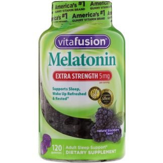 VitaFusion, Extra Strength（エクストラストレングス）メラトニン、天然ブラックベリー味、5mg、グミ120粒