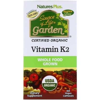 Nature's Plus, Source of Life, ガーデン, ビタミン K2, 60 ベジカプセル
