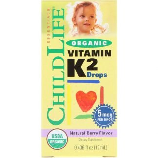 ChildLife, オーガニック、ビタミンK2ドロップ、天然ベリー味、 5 mcg, 0.25 fl oz (7.5 ml)