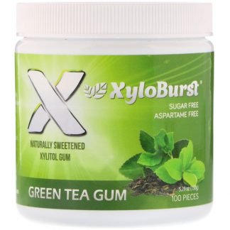 Xyloburst, キシリトールチューインガム、緑茶、100個、5.29オンス（150g）