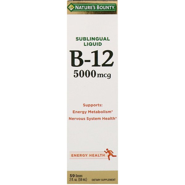 Nature's Bounty, 舌下液体, B12, 5,000 mcg, 2液体オンス (59 ml)