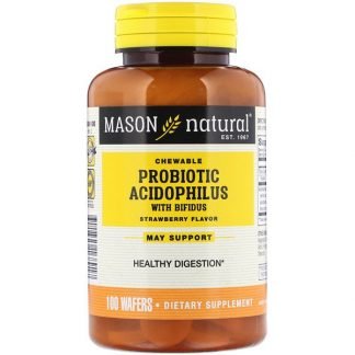 Mason Natural, Chewable Probiotic Acidophilus with Bifidus, Strawberry Flavor, 100 Wafers