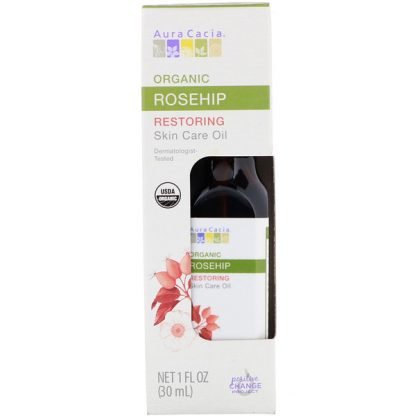 Aura Cacia, オーガニックスキンケアオイル、修復、ローズヒップ、1 fl oz (30 ml)