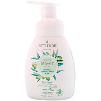 ATTITUDE, スーパーリーフサイエンス、ナチュラルフォーミングハンドソープ、オリーブリーフ、10液量オンス (295 ml) (Discontinued Item)