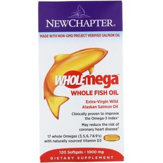 New Chapter, Wholemega(ホールメガ)、ホールフィッシュオイル、1,000 mg、ソフトジェル120粒