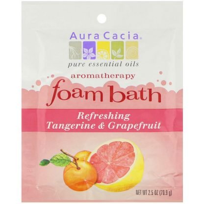 Aura Cacia, アロマセラピーフォームバス、 リフレッシングタンジェリン & グレープフルーツ、 2.5 oz (70.9 g)