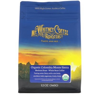 Mt. Whitney Coffee Roasters, オーガニック コロンビア モンテ シエラ、ミディアムローストホールビーンコーヒー、12 oz (340 g)