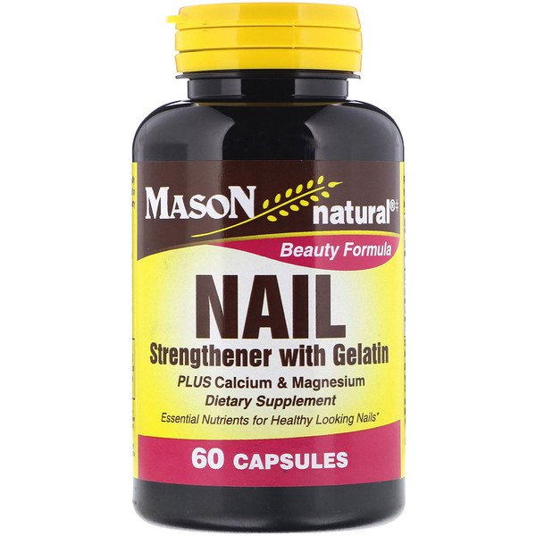 Mason Natural, ゼラチン入ネイル強化剤、60カプセル