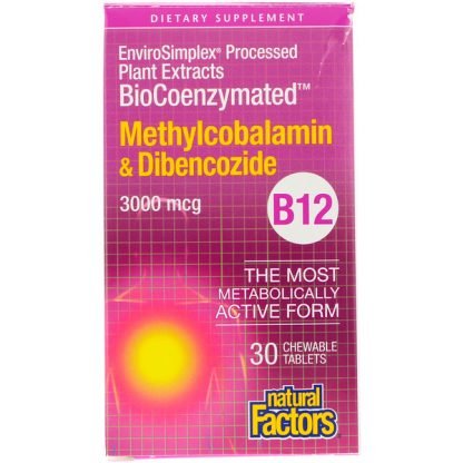 Natural Factors, BioCoenzymated、メチルコバラミン & ジベンコジド、3,000 mcg、30チュアブル錠