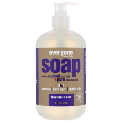 EO Products, エブリワンソープ、3イン1、ラベンダー + アロエ、16液量オンス (473 ml)