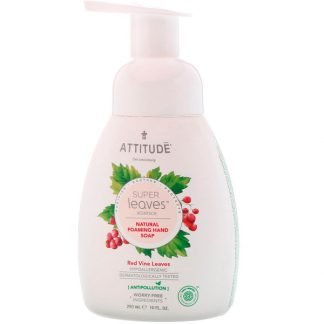 ATTITUDE, スーパーリーフサイエンス、ナチュラルフォーミングハンドソープ、レッドバインリーフ、10液量オンス (295 ml)