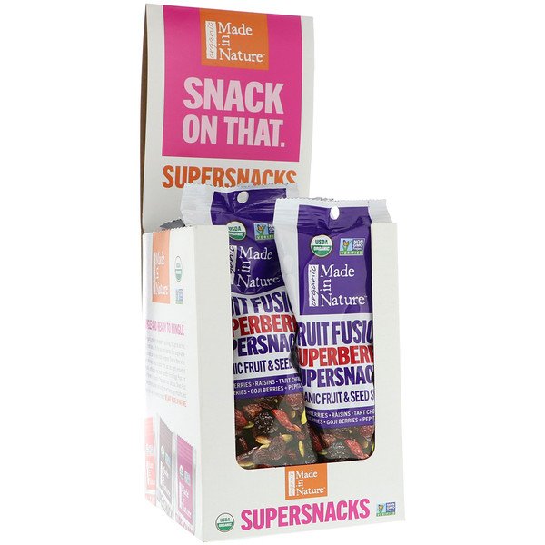 Made in Nature, オーガニックフルーツフュージョン、ストロベリースーパースナック、10パック、各1オンス (28 g)
