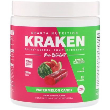 Sparta Nutrition, クラッケン・プレワークアウト、スイカキャンディー、11.29 oz (320 g)