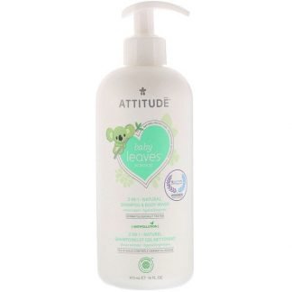 ATTITUDE, Baby Leaves Science、2イン1ナチュラルシャンプー＆ボディウォッシュ、スイートアップル、16 fl oz (473 ml) (Discontinued Item)