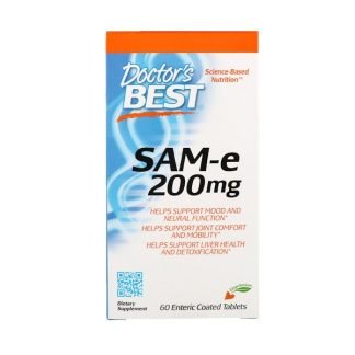 Doctor's Best, SAM-e、200 mg、60腸溶性コーティング錠