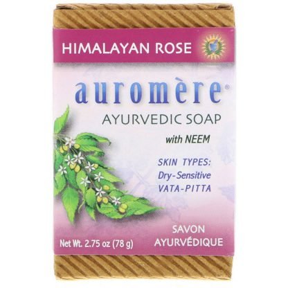 Auromere, アーユルヴェーダの石鹸, 有機ニーム配合, ヒマラヤンローズ（Himalayan Rose）, 2.75オンス（78 g）