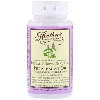 Heather's Tummy Care, ペッパーミントオイル、重症の腸症候群、腸溶性ソフトゲル90個
