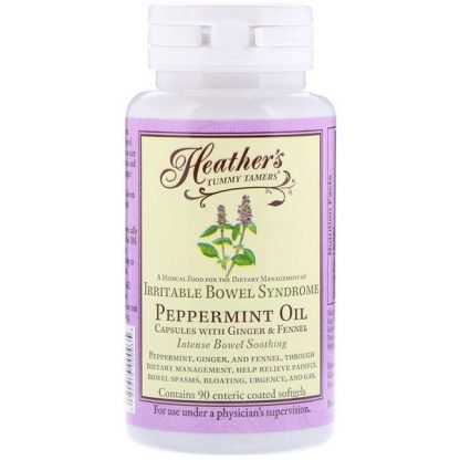 Heather's Tummy Care, ペッパーミントオイル、重症の腸症候群、腸溶性ソフトゲル90個