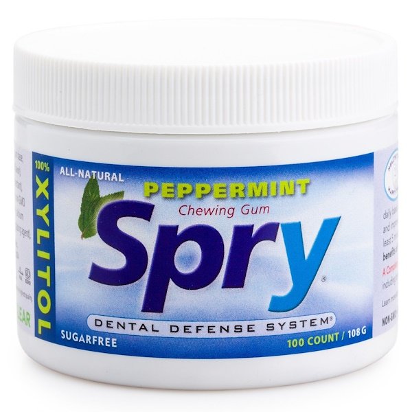Xlear, スプライ(Spry), チューイングガム, ペッパーミント, 無糖, 100カウント, (108 g)