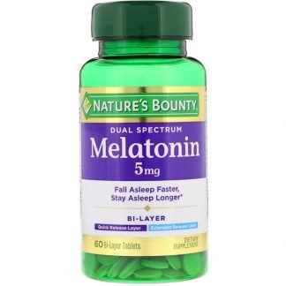 Nature's Bounty, デュアル スペクトル、 メラトニン、 5 mg、 60 二層 タブレット