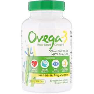 Ovega-3, Ovega-3, DHA + EPA, 500 mg, 60粒（ベジタリアンソフトゼリー）