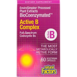 Natural Factors, バイオコエンザイメイティッド、アクティブBコンプレックス、植物性カプセル60粒