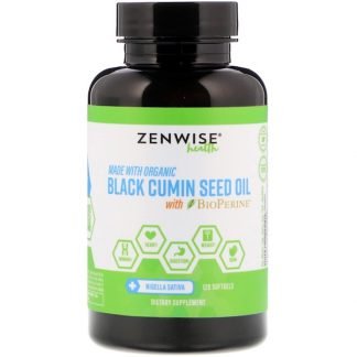 Zenwise Health, オーガニック、ブラッククミンシードオイル、バイオペリン配合、ソフトジェル120個