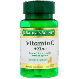 Nature's Bounty, ビタミン C プラス 亜鉛、 ナチュラルシトラス フレーバー、 60 即溶性タブレット