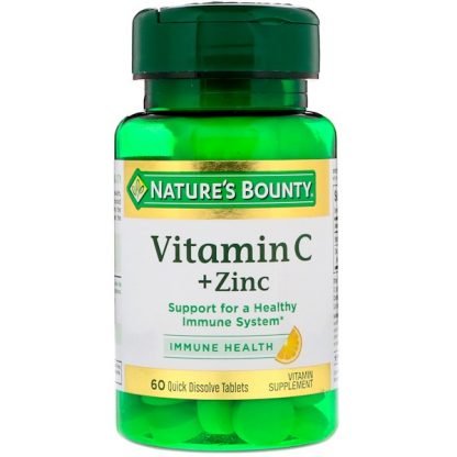 Nature's Bounty, ビタミン C プラス 亜鉛、 ナチュラルシトラス フレーバー、 60 即溶性タブレット