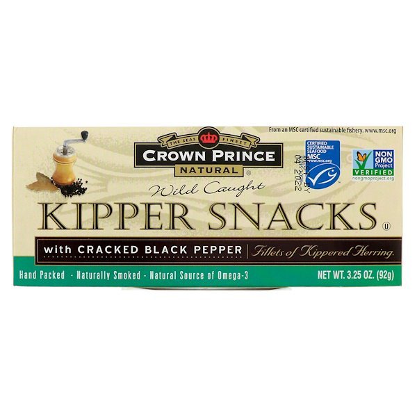 Crown Prince Natural, ひび割れ黒コショウ入りキッパースナック、3.25オンス(92 g)