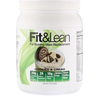 Fit & Lean, 脂肪燃焼食事代換品、クッキー＆クリーム、1.0 lb (450 g)