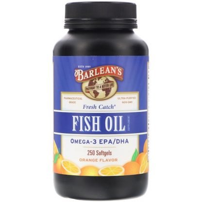 Barlean's, フレッシュキャッチ、フィッシュオイルサプリメント、オメガ3 EPA/DHA、オレンジ風味、ソフトジェル250個