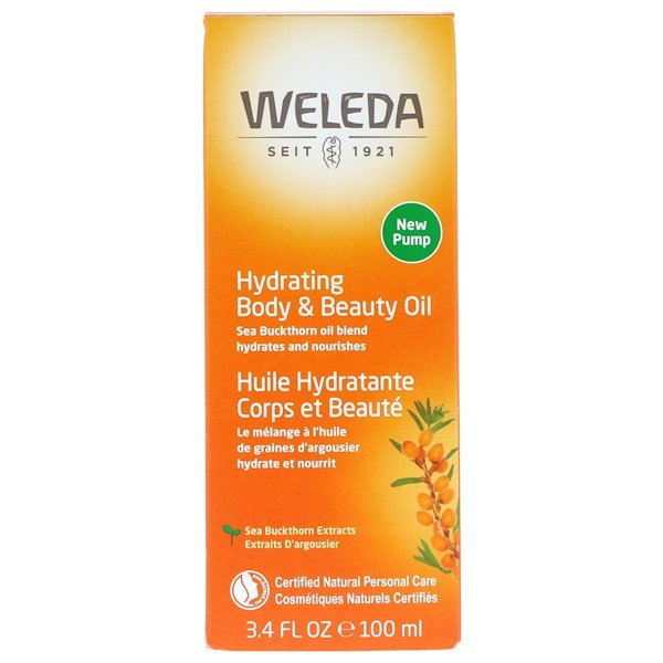 Weleda, ハイドレーティングボディ & ビューティーオイル、シーバックソーンエキス、3.4液量オンス (100 ml)