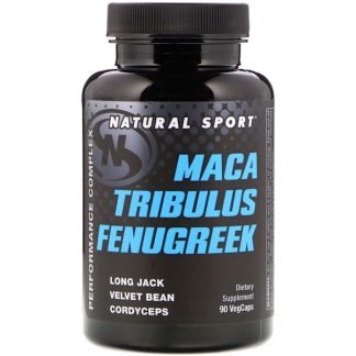 Natural Sport, トリビュラス、 マカ、 フェヌグリーク、 男性パフォーマンスコンプレックス、 90 植物性カプセル