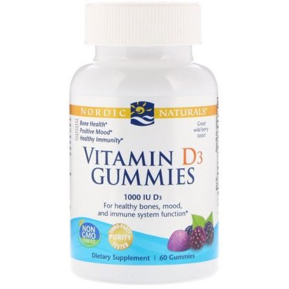 Nordic Naturals, ビタミンD3グミ、ワイルドベリー、1,000 IU、60グミ