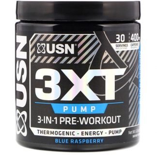 USN, 3XT- パンプ、3-イン-1 プレワークアウト、ブルーラズベリー、6.56オンス (186 g)
