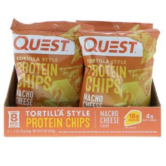 Quest Nutrition, トルティーヤスタイルプロテインチップス、ナチョチーズ、8袋、各32 g (Discontinued Item)