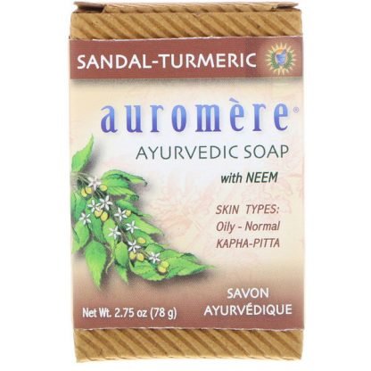 Auromere, アーユルヴェーダソープ、 ニーム入り、サンダルターメリック、78g（2.75oz ）