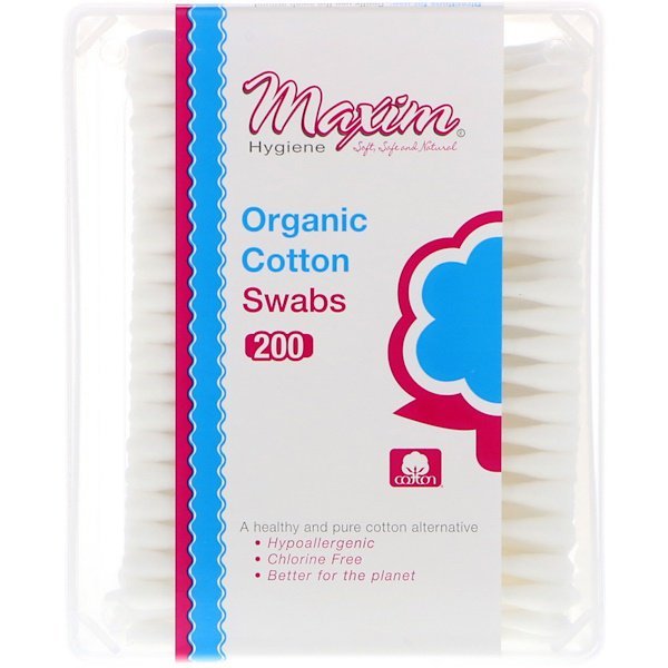 Maxim Hygiene Products, マキシムハイジーンプロダクツ, オーガニック・コットン綿棒、200本