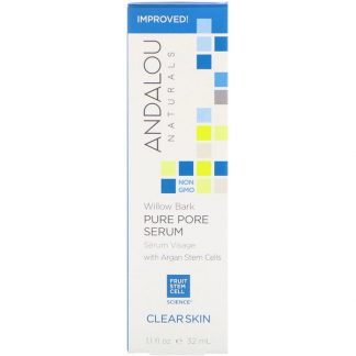 Andalou Naturals, Pure Pore Serum、 Clear Skin、 Willow Bark、 1.1 fl oz (32 ml)