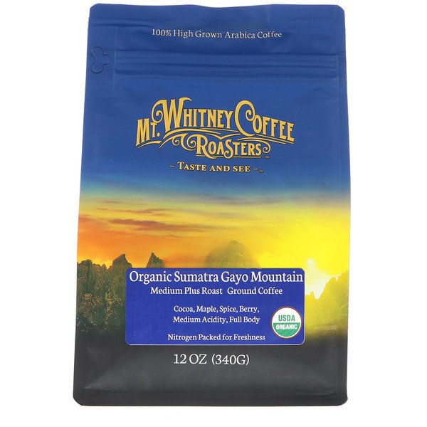 Mt. Whitney Coffee Roasters, オーガニック・スマトラ、コーヒー粉末、ダーク・ロースト、12オンス(340 g)