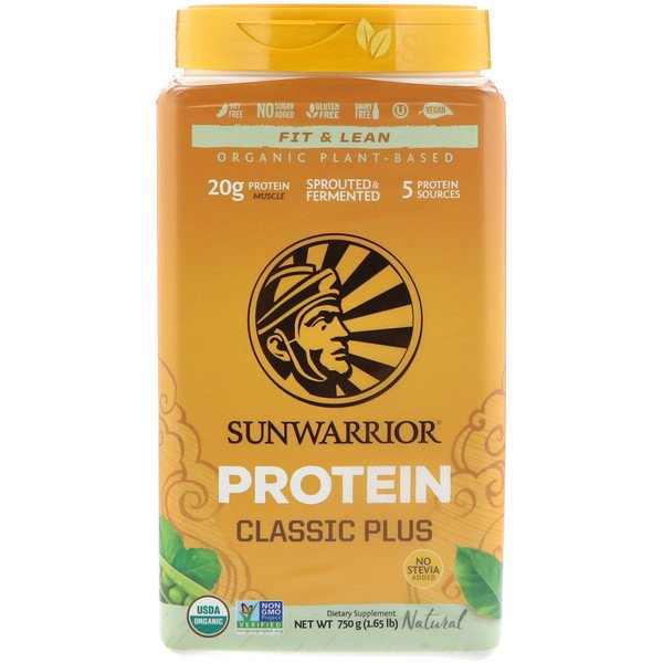 Sunwarrior, クラシックプラスプロテイン、オーガニック植物由来、ナチュラル、1.65 lb (750 g)