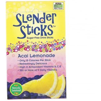 Now Foods, リアルフード, スレンダースティックス, アサイーレモネード, 12本, 各(4 g)