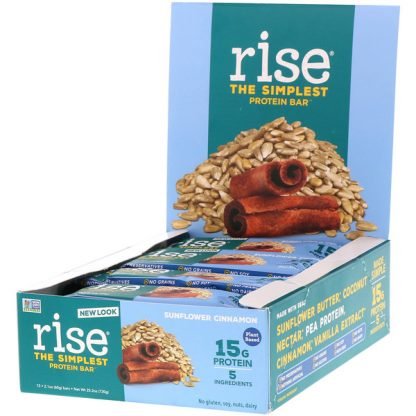 Rise Bar, 最もシンプルなプロテインバー、ヒマワリとシナモン、12本、2.1 oz （各60g）