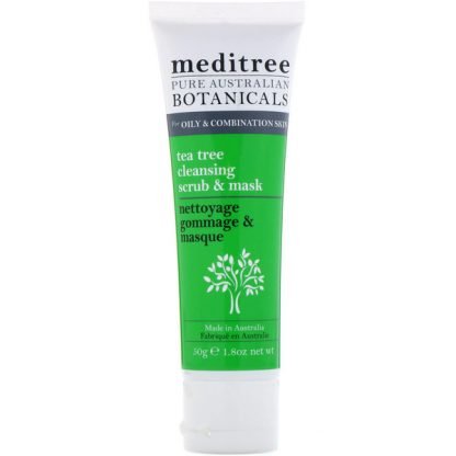 Meditree, Pure Australian Botanicals、チャノキクレンジングスクラブ&マスク、オイリー&混合肌用、1.8 oz (50 g)
