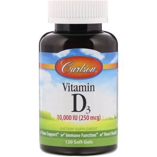 Carlson Labs, Vitamin D3, 250 mcg (10,000 IU), 120 Soft Gels