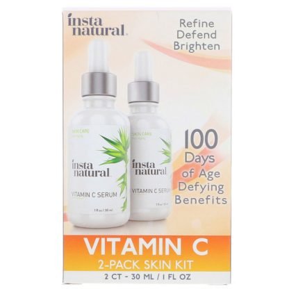 InstaNatural, ビタミンCセラム2パックスキンキット、2パック、各1 fl. oz (30 ml)