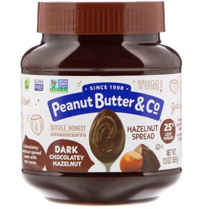 Peanut Butter & Co., ヘーゼルナッツスプレッド, ダークチョコレートヘーゼルナッツ, 369g（13 oz）