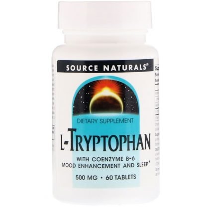 Source Naturals, L-トリプトファン（コエンザイム B-6入り）, 500 mg, 60錠