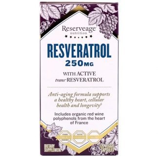 ReserveAge Nutrition, アクティブトランス レスベラトロール入りレスベラトロール、250mg、ベジカプセル120粒